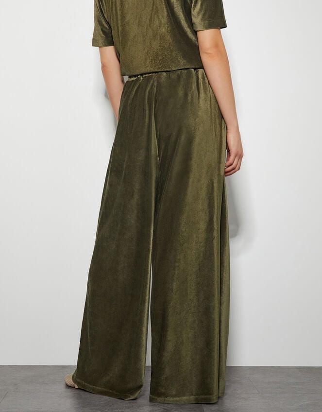 Shay Rib Wide Leg Trousers, Green (KHAKI), large