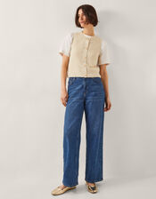 Niki Button Knit Tank Top, Camel (OATMEAL), large