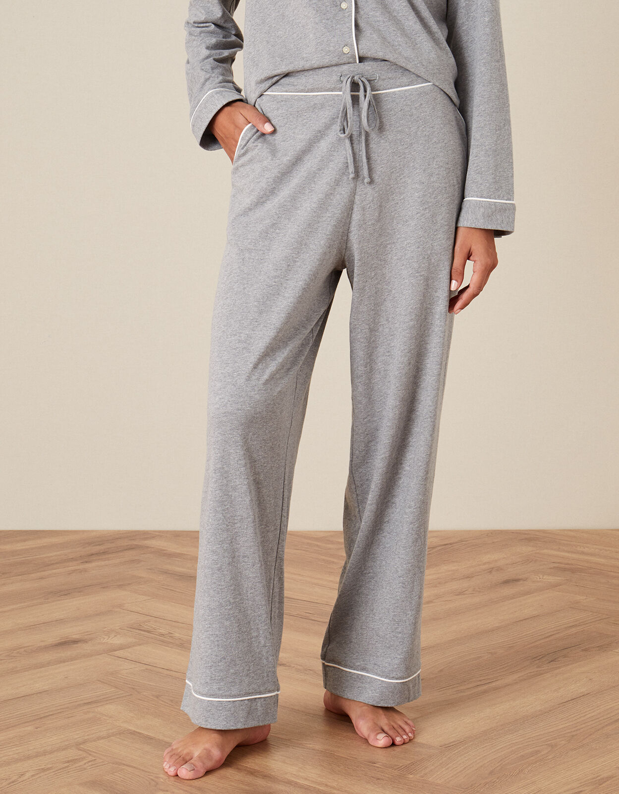 Plain Jersey Pyjama Bottoms Grey Pyjamas Monsoon UK