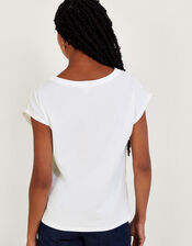 Floral Cut-Out T-Shirt, Ivory (IVORY), large