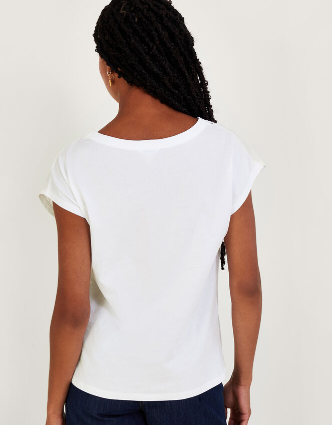 Floral Cut-Out T-Shirt, Ivory (IVORY), large