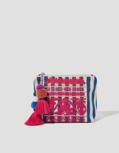 Dara Embroidered Stripe Make Up Bag, , large