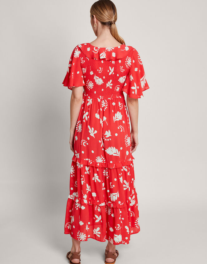 Lily Tiered Ruffle Dress, Red (RED), large