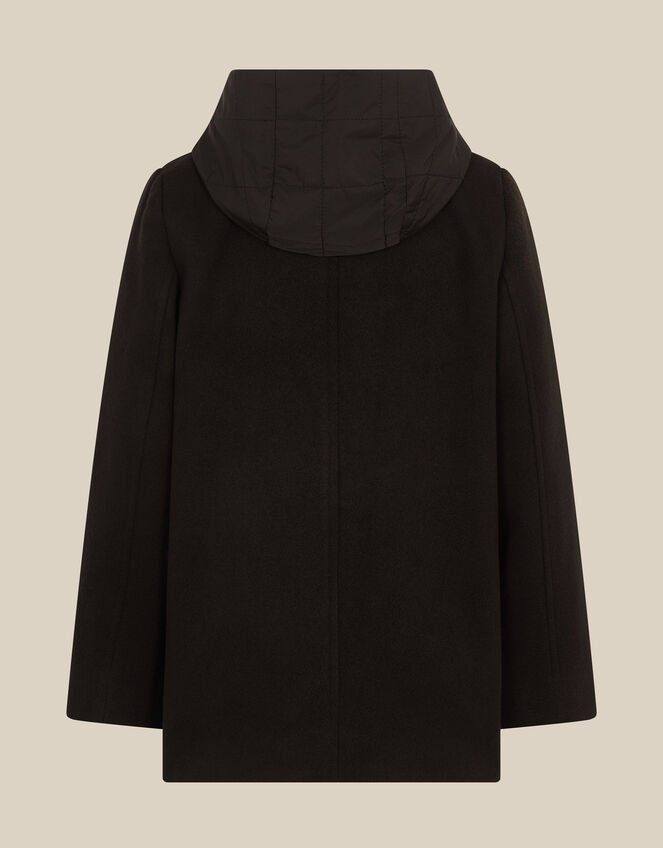 Quilted Hood Peacoat, Black (BLACK), large