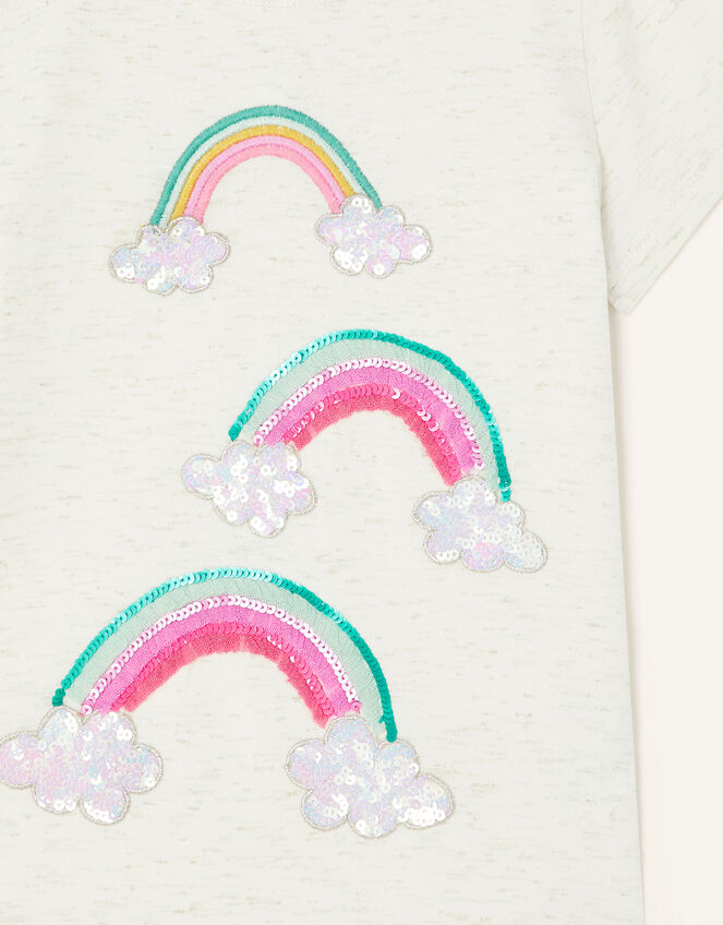 Rainbow Cloud Sequin T-Shirt, White (WHITE), large