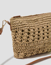 Amber Raffia Crochet Cross-Body Bag, , large