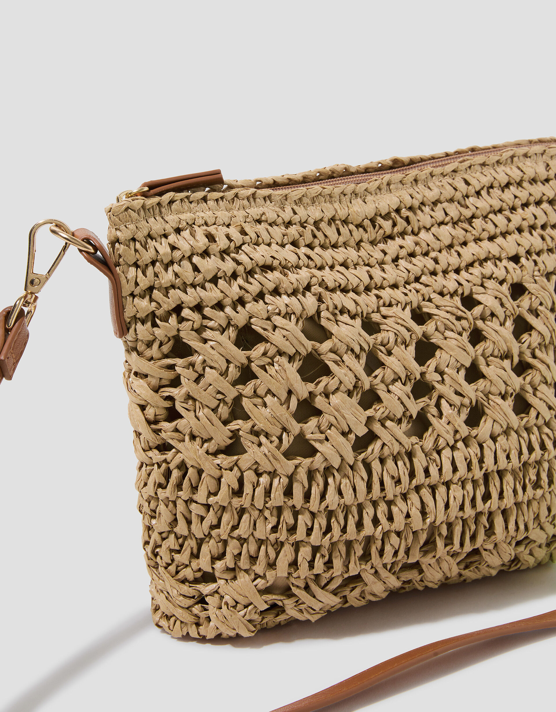 Poppy Crocheted Raffia Crossbody Bag main image 1