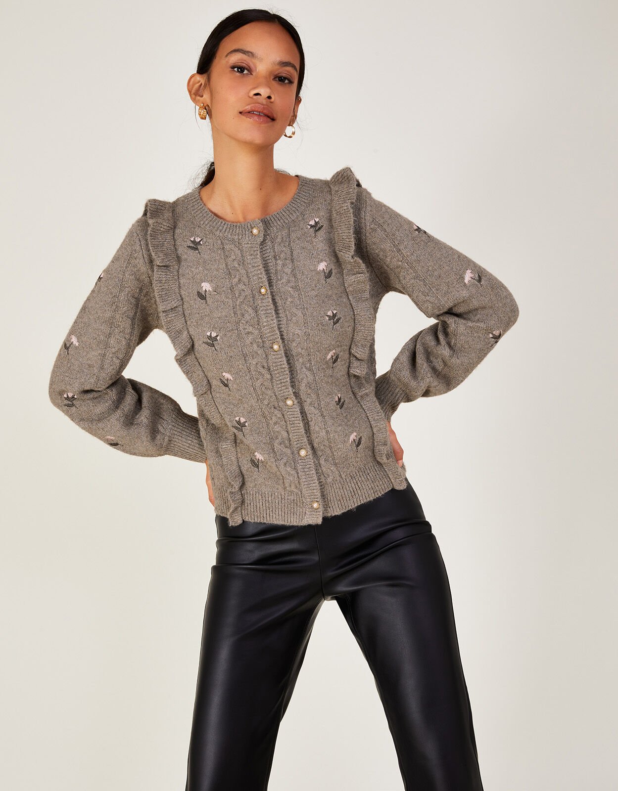 Womens ruffle cardigan on sale