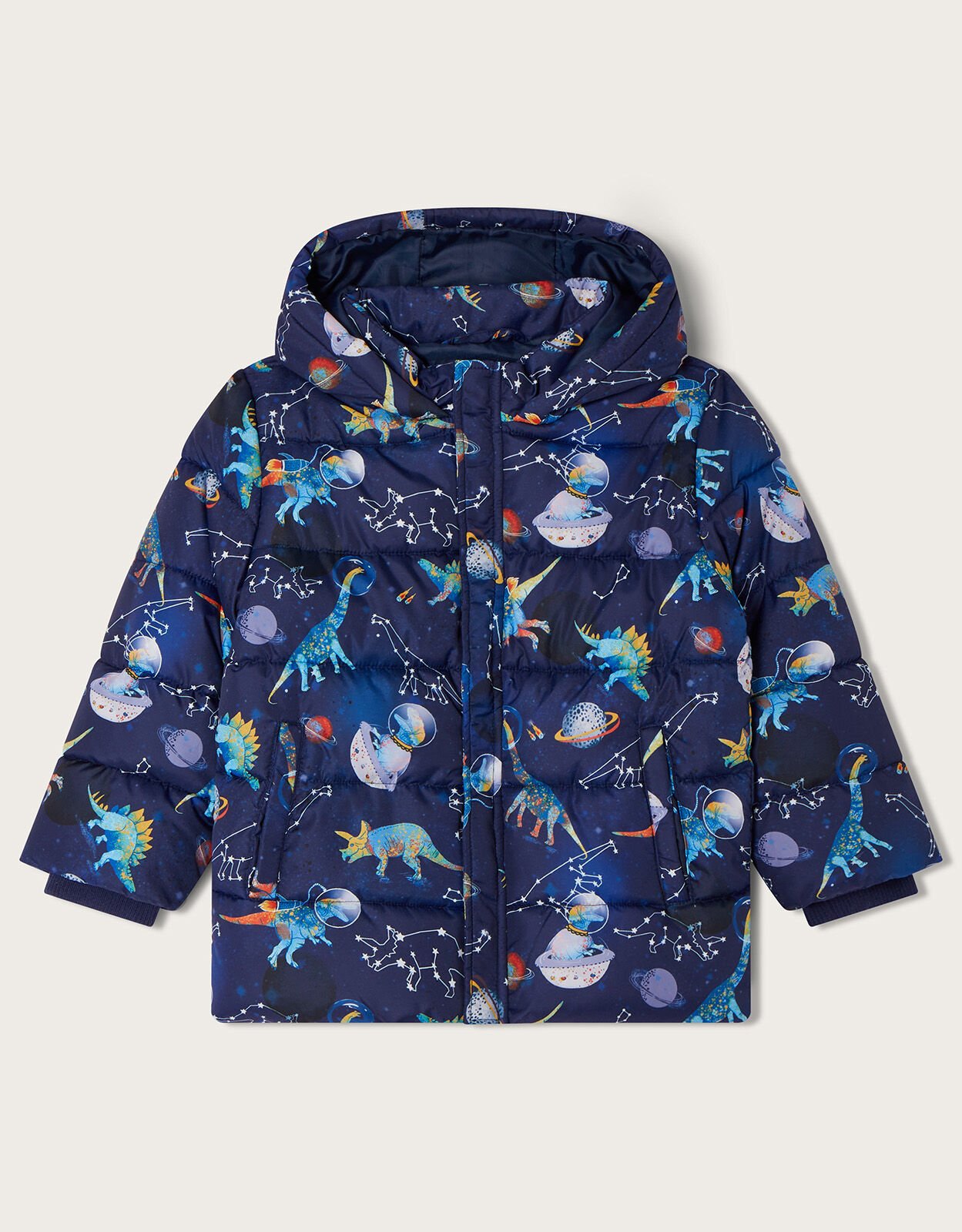 Space Dinosaur Padded Coat Blue