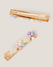 2-Pack Flower Bead Hair Clips, , large