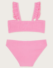 Texture Tie Front Bikini Set, Pink (PINK), large