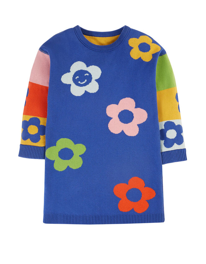 Frugi Reversible Knit Jumper Dress, Multi (MULTI), large