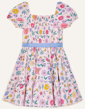 Floral Print Tiered Dress, Pink (PALE PINK), large