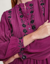 Longline Embroidered Tunic Top, Pink (PINK), large