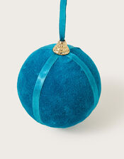 Plain Velvet Bauble Decoration, Teal (TEAL), large