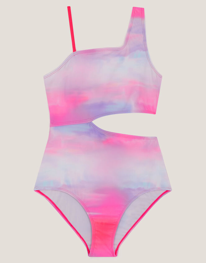 Ombr&eacute; Asymmetrical Cut Out Swimsuit, Pink (PINK), large