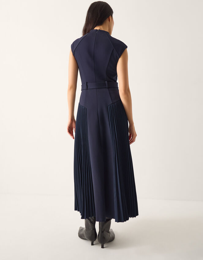 Sally Pleat Sleeveless Midi Dress Blue