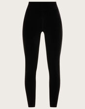 High Waisted Velvet Leggings, Black (BLACK), large