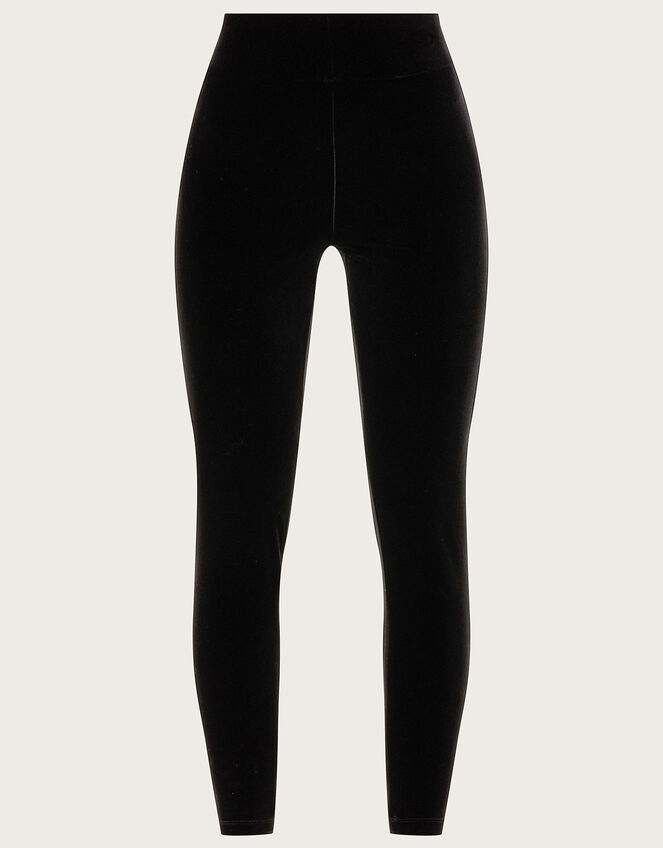 High Waisted Velvet Leggings, Black (BLACK), large