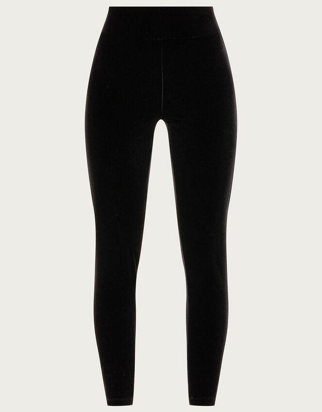 Plus Black Velvet High Waisted Leggings