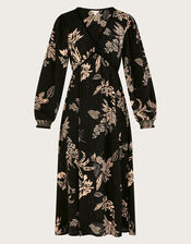 Annette Floral Midi Dress, Black (BLACK), large