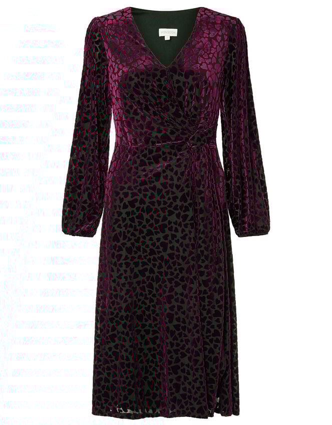 Helena Stretch Heart Devore Dress, Black (BLACK), large