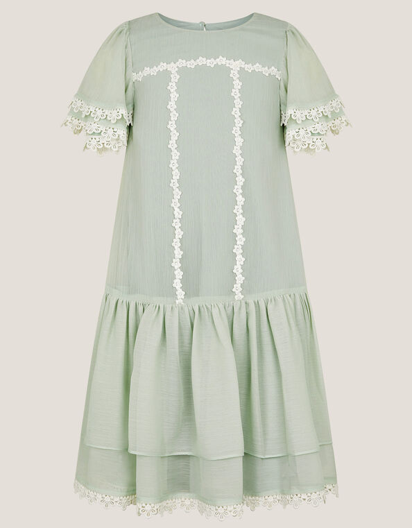 Antonia Drop Waist Flower Dress, Green (SAGE), large