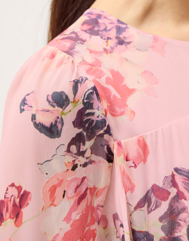 Amber Floral Cape Maxi Dress Pink