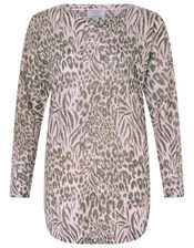 Brandy Leopard Knit Jumper in Linen Blend, Multi (MULTI), large