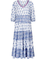 East Aoki Block Print Maxi Dress, Blue (BLUE), large