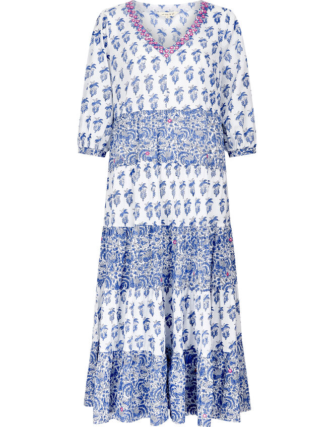 East Aoki Block Print Maxi Dress, Blue (BLUE), large