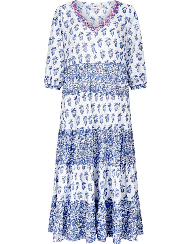 East Aoki Block Print Maxi Dress Blue