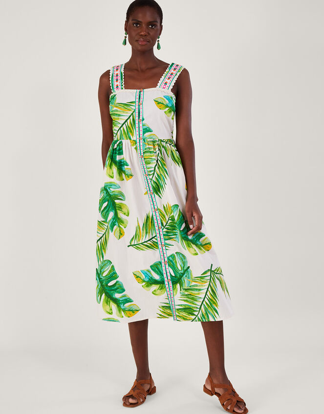 Palm Print Sundress, White (WHITE), large