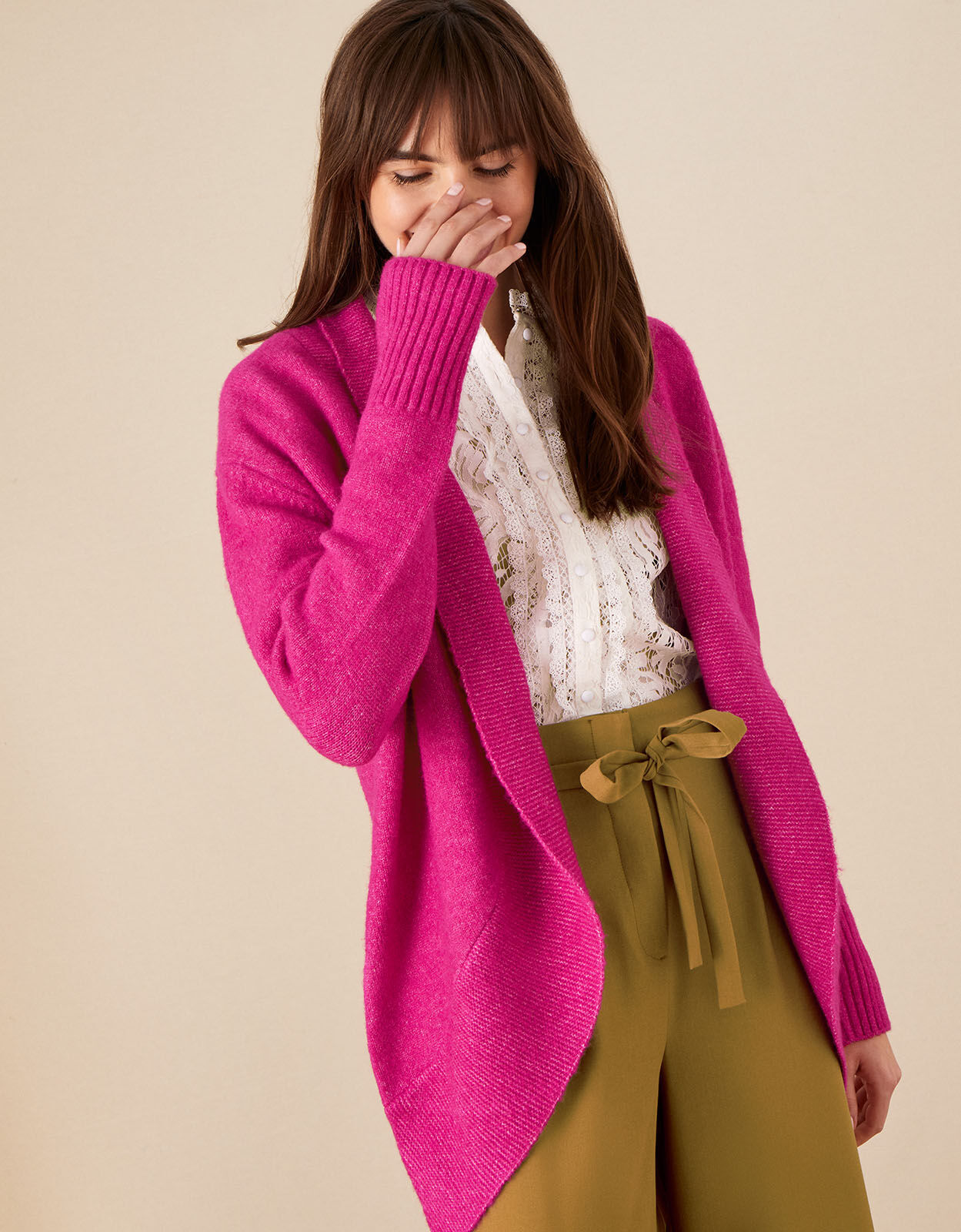 Pink shawl cardigan outlet