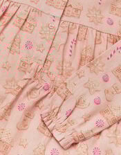 Gingerbread Print Long Christmas Pyjamas Set, Pink (PINK), large