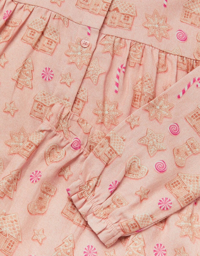 Gingerbread Print Long Christmas Pyjamas Set, Pink (PINK), large