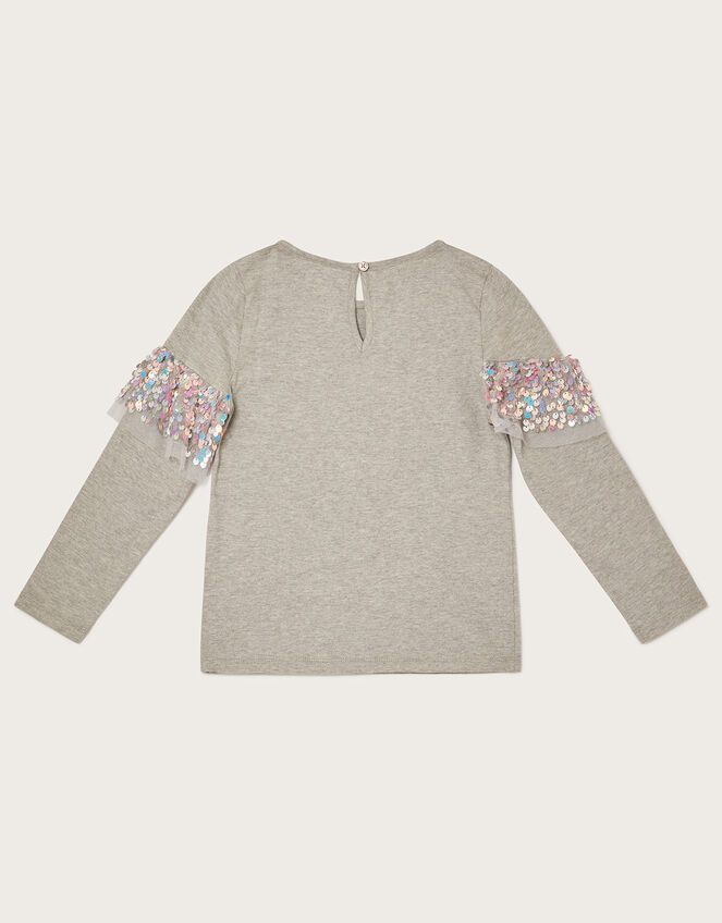 Sequin Ruffle Party T-Shirt, Grey (GREY), large