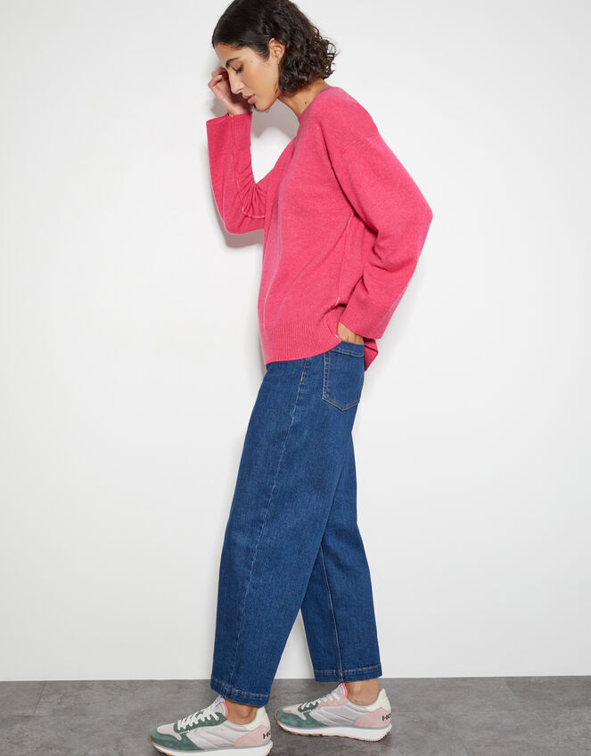 Cindy Cashmere Crewneck Sweater, Pink (PINK), large