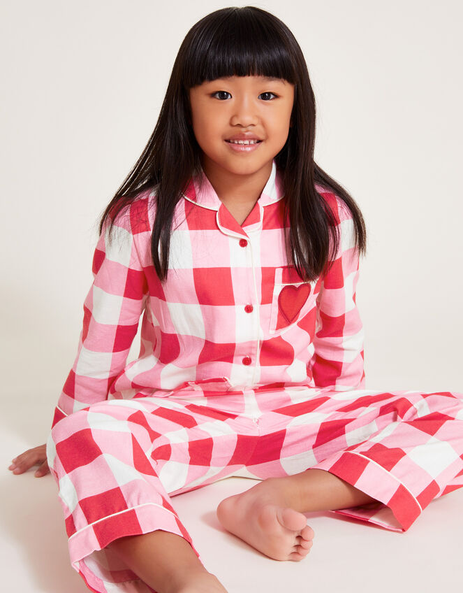 Flannel Check Long Pyjamas Set, Pink (PINK), large