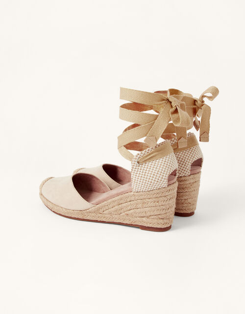 tie up nude wedges