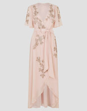 Sarah Embellished Wrap Dress , Pink (BLUSH), large
