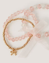 3-Pack Organza Bow Bead Bracelets, , large