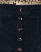 Jamie Button Corduroy Midi Skirt, Blue (NAVY), large