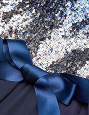 Ombre Sequin One-Shoulder Jumpsuit, Blue (NAVY), large