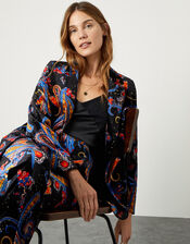 Rowan Paisley Stretch Velvet Jacket, Black (BLACK), large