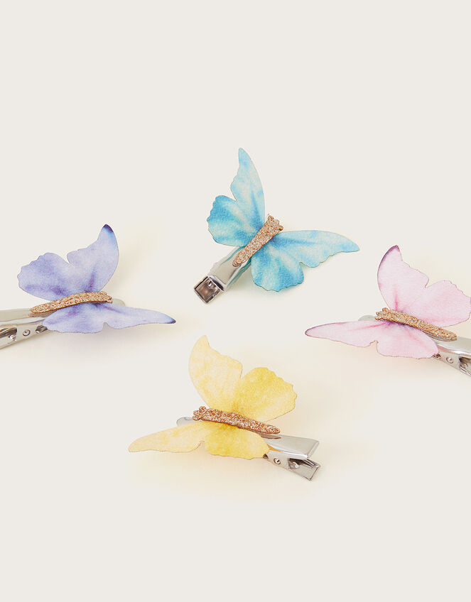 Printed Butterfly Hair Clips 4 Pack, , large