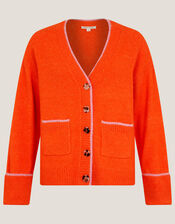 Oona Oversized V-Neck Cardigan, Orange (ORANGE), large