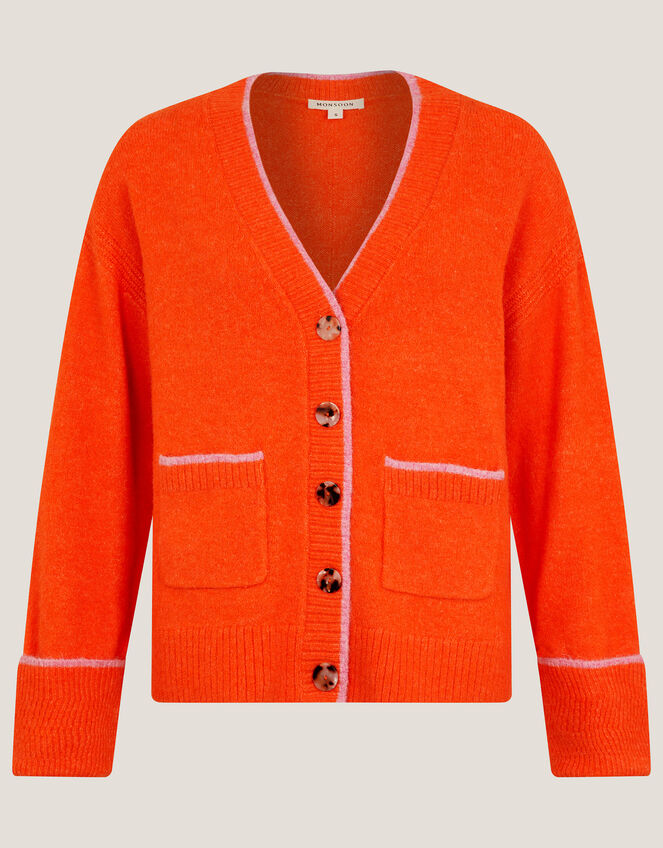 Oona Oversized V-Neck Cardigan, Orange (ORANGE), large