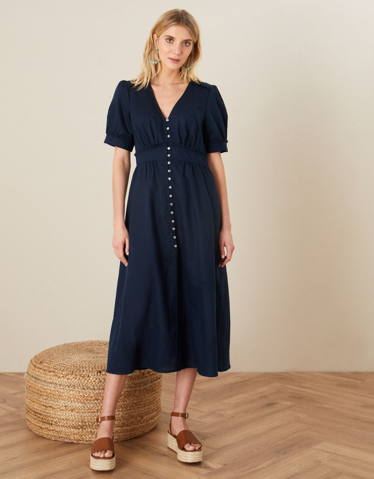 navy linen dress uk