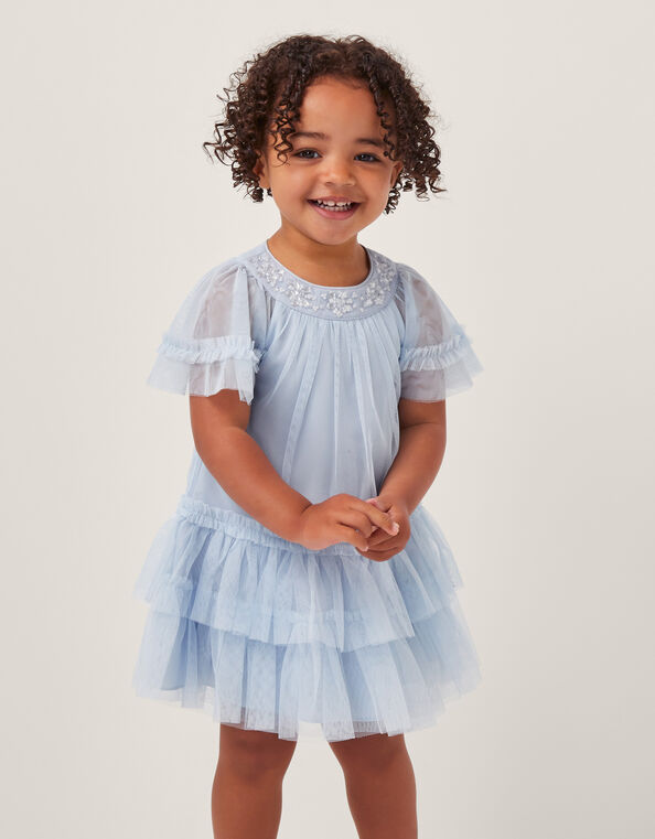 Baby Anastasia Tulle Embellished Dress, Blue (PALE BLUE), large